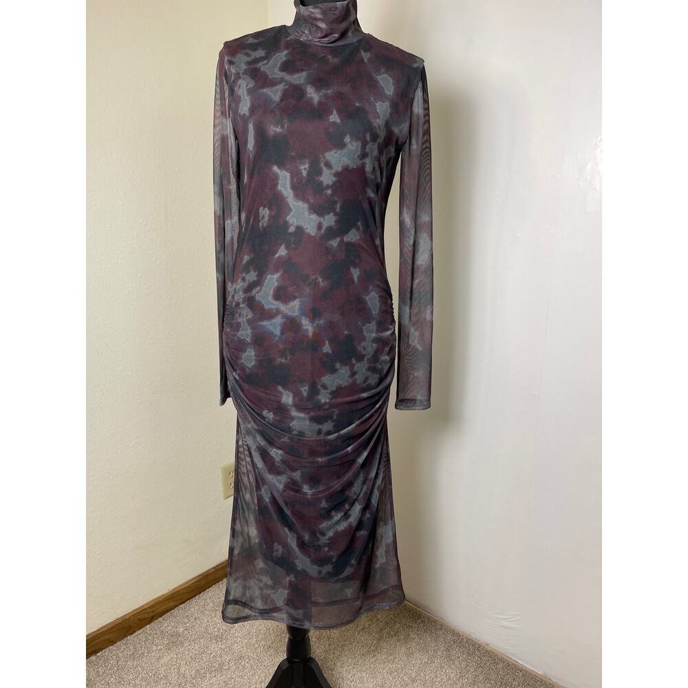 Allison Joy Womens Tie Dye Whimsical Whimsygoth Mesh Lined Maxi Dress Burgundy M